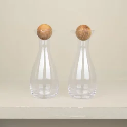 Set huilier et vinaigrier en verre soufflé