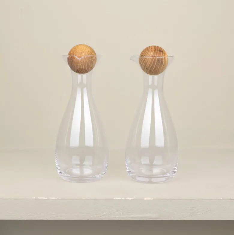 Set huilier et vinaigrier en verre soufflé