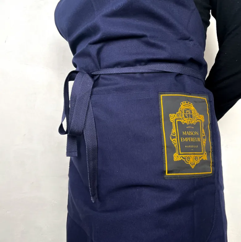 Tablier en coton bleu Maison Empereur