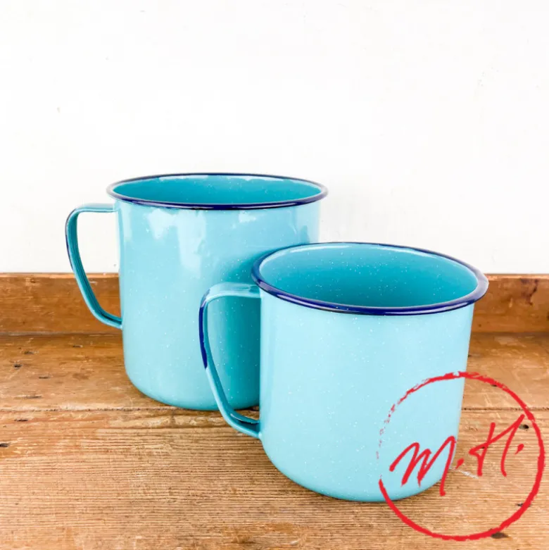 Tasse "Bouilloire" en émail turquoise