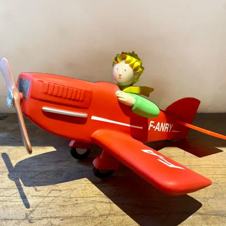 Tirelire le Petit Prince dans son avion