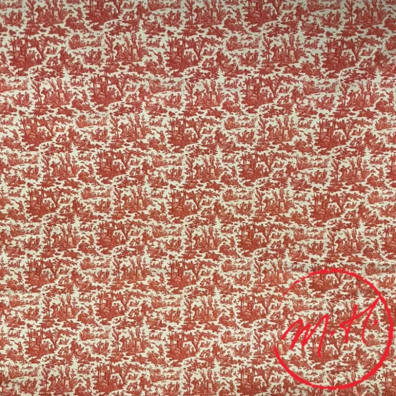 Tissu au mètre "toile de Jouy rouge"