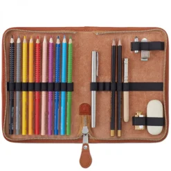 Étui à crayons en cuir naturel