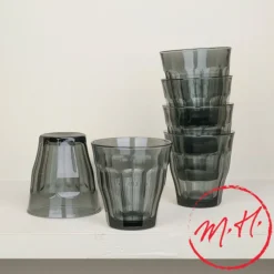 6 verres Picardie 25 cl gris fumé